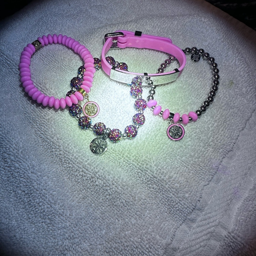 Pink And Silver Rustic Cuff Set - image 1
